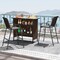Coffee Outdoor Patio Bar Set with Storage 3 Piece Metal Fabric Bar Table and Chairs Ergonomic